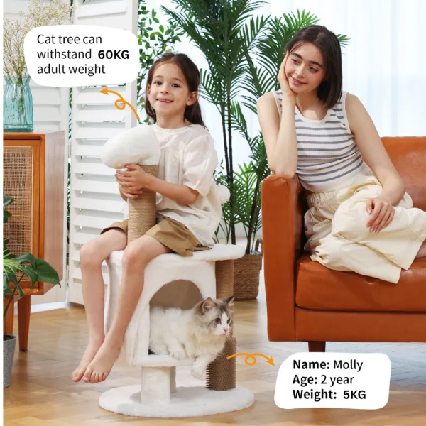 Fukumaru Velvet White Ponyz Cat Tree