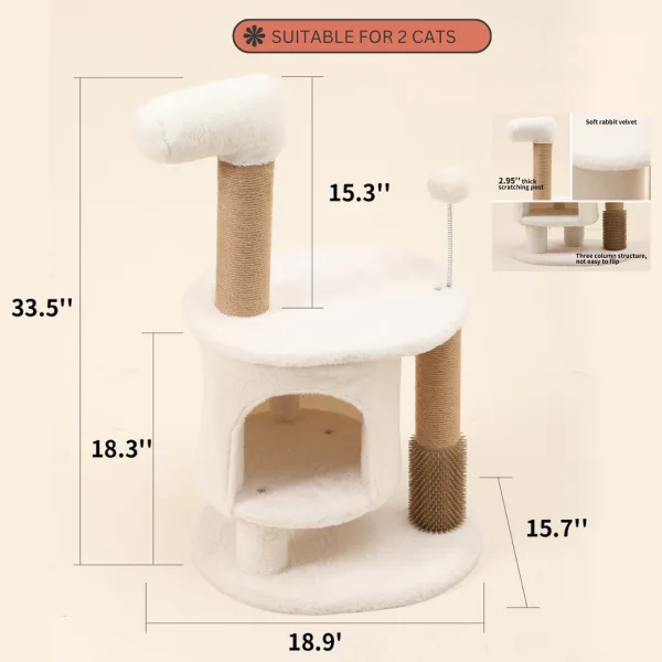 Fukumaru Velvet White Ponyz Cat Tree