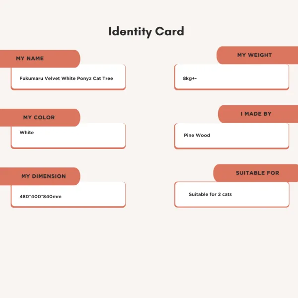 Fukumaru Velvet White Ponyz Cat Tree